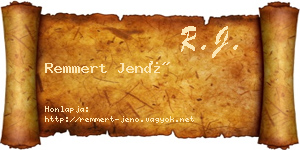 Remmert Jenő névjegykártya